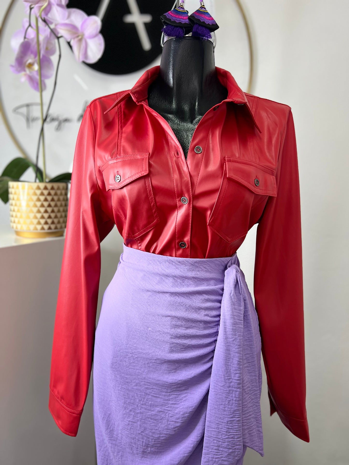 Camisa vinipiel roja