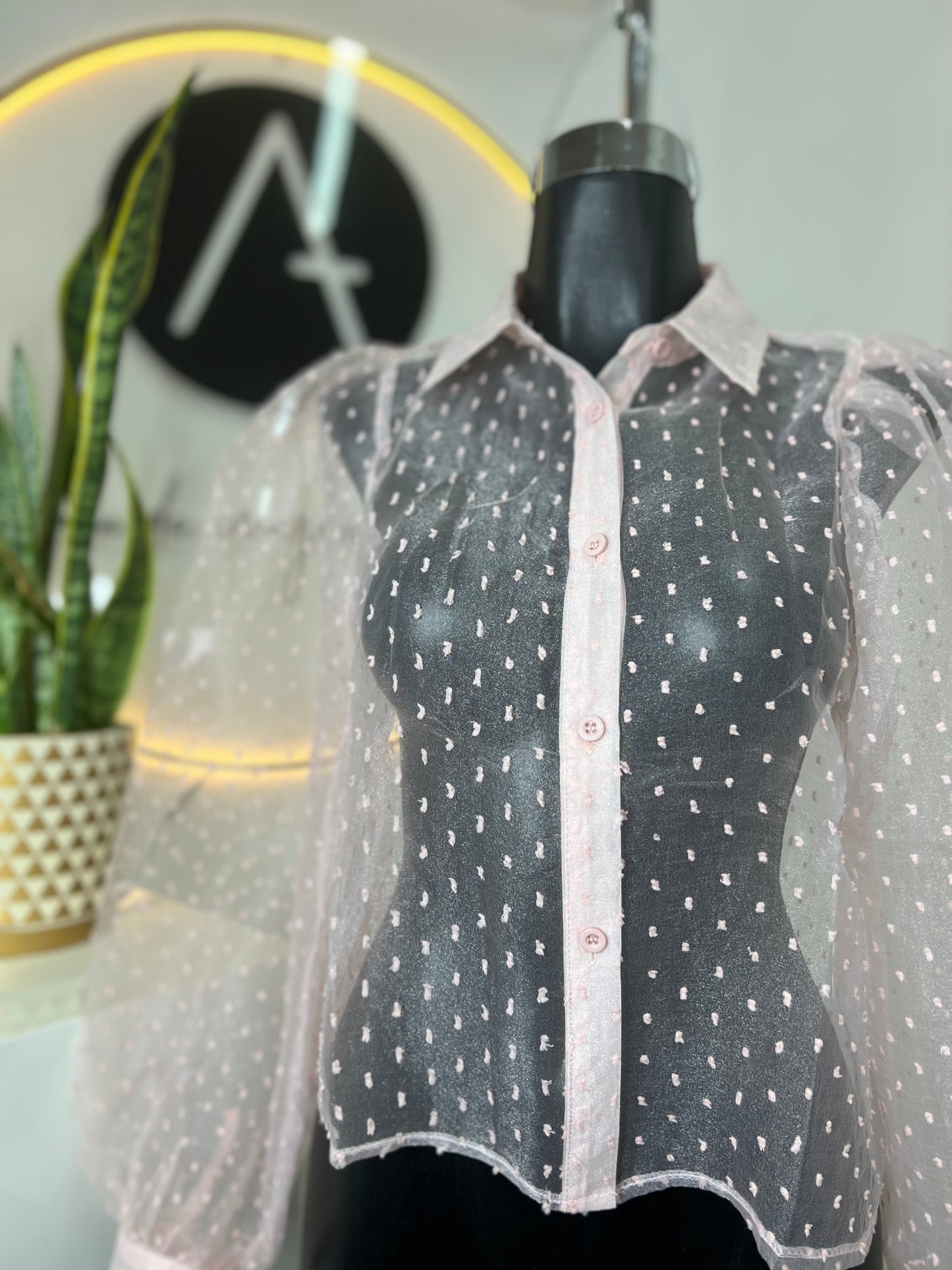 Blusa rosa transparente