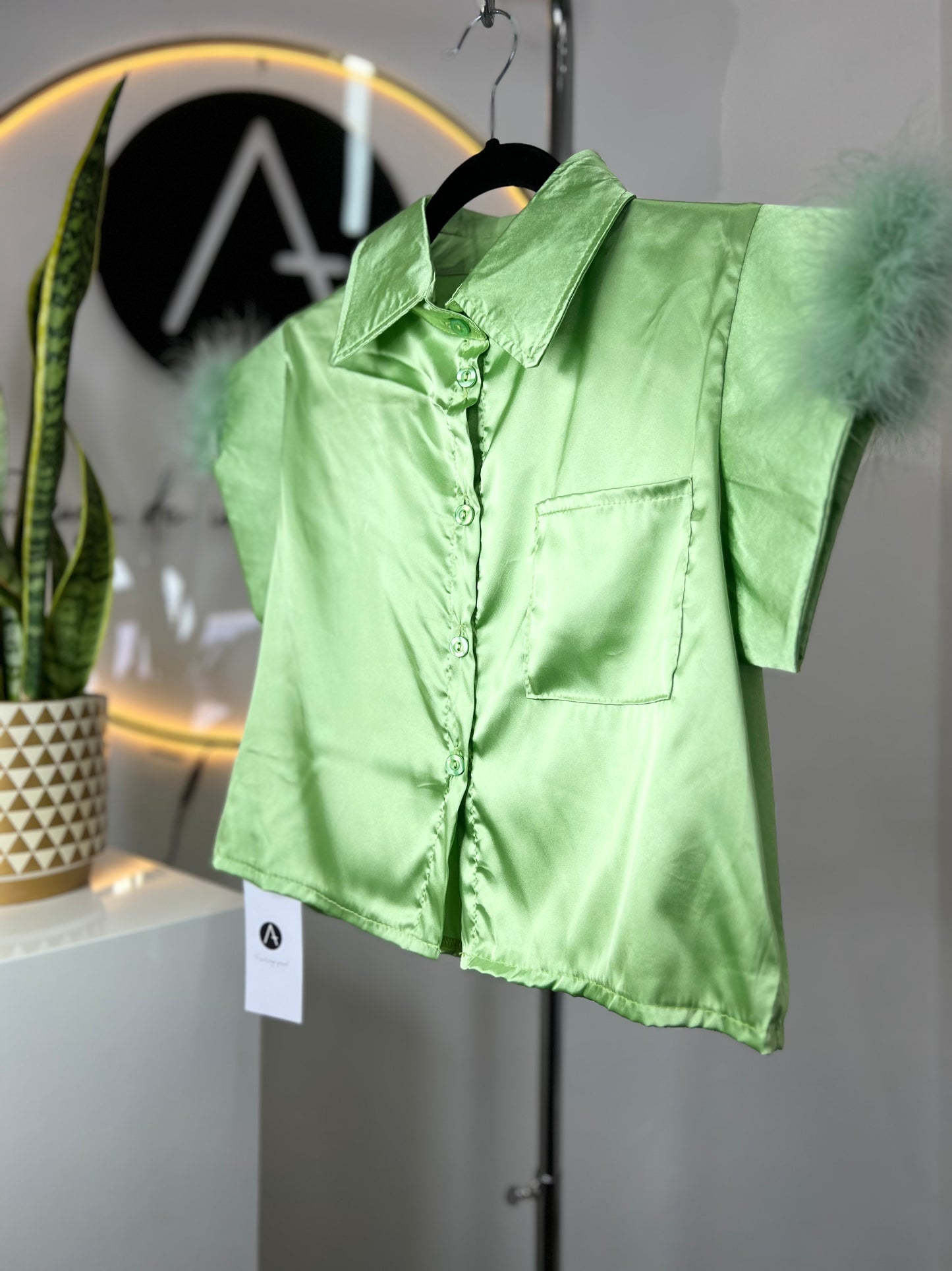 Blusa plumas verde