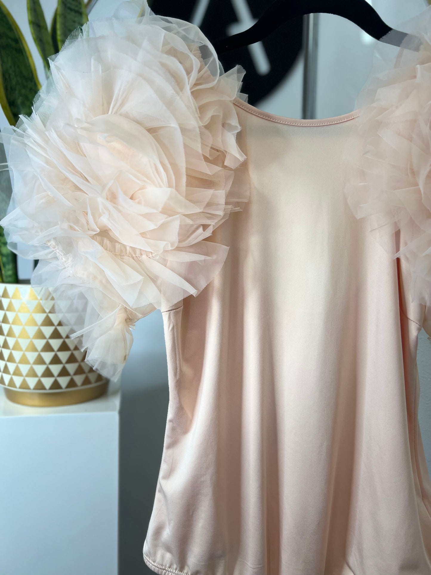 Pantiblusa tul flores durazno