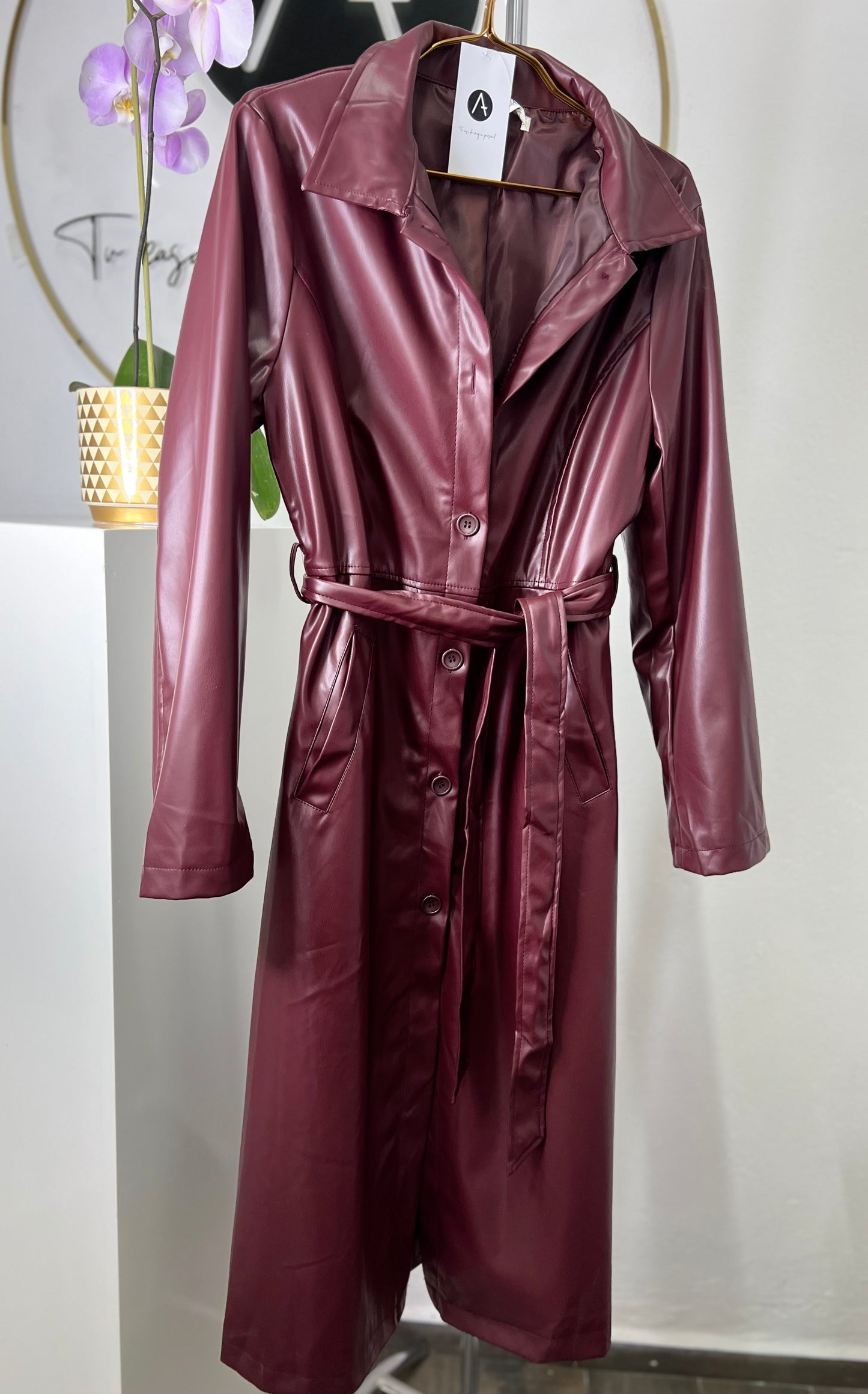 Vestido gabardina vino