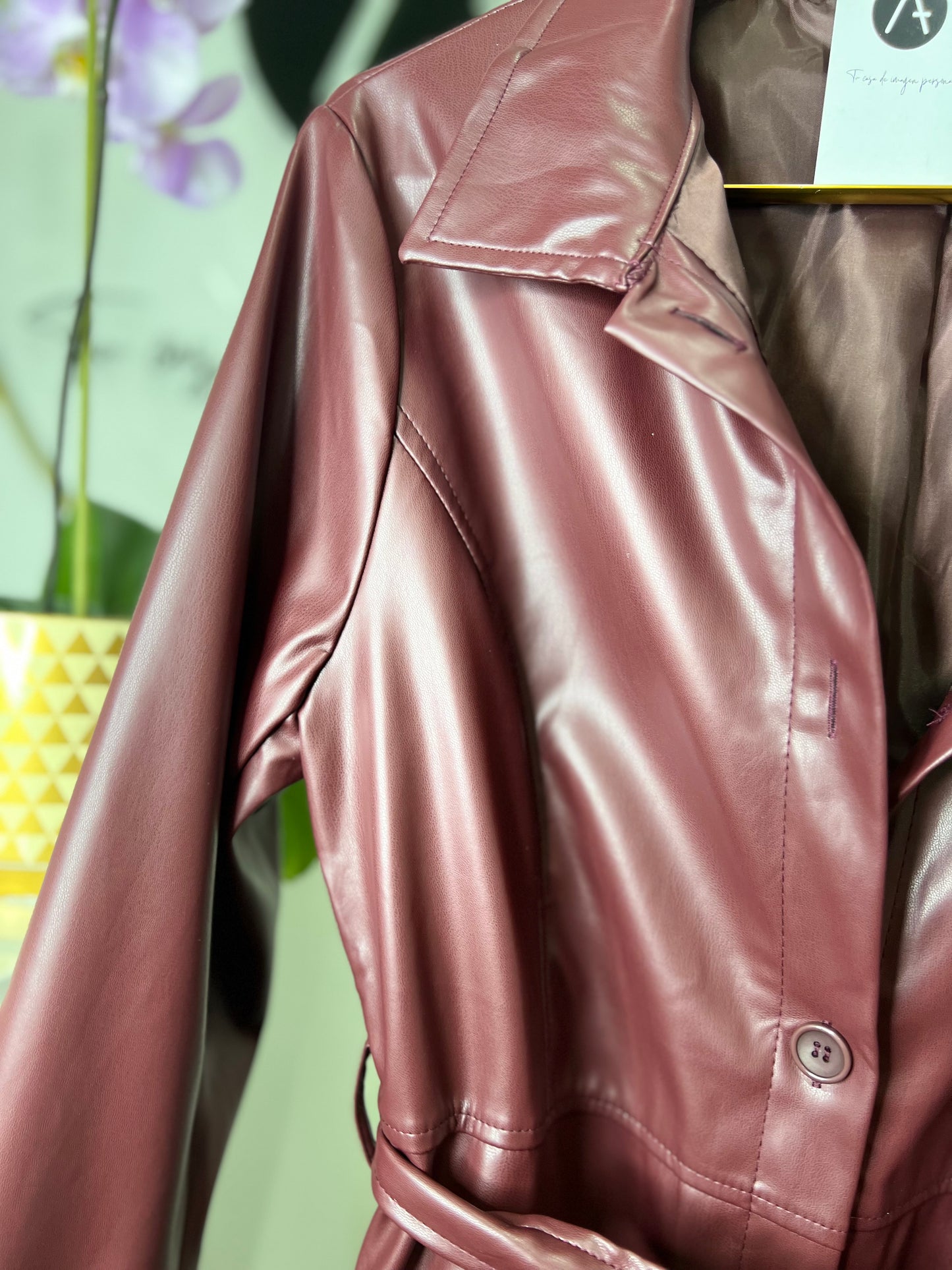 Vestido gabardina vino