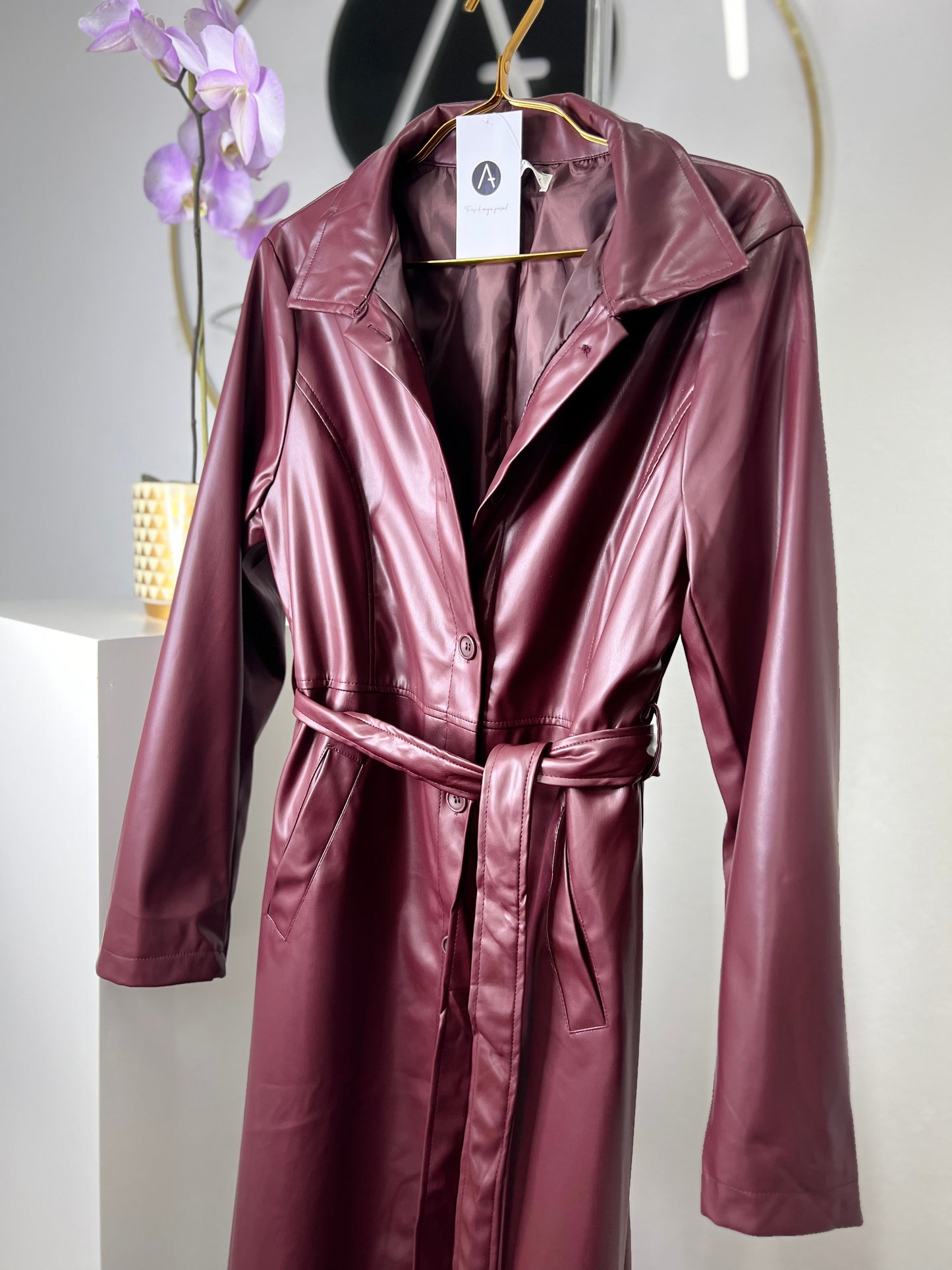 Vestido gabardina vino