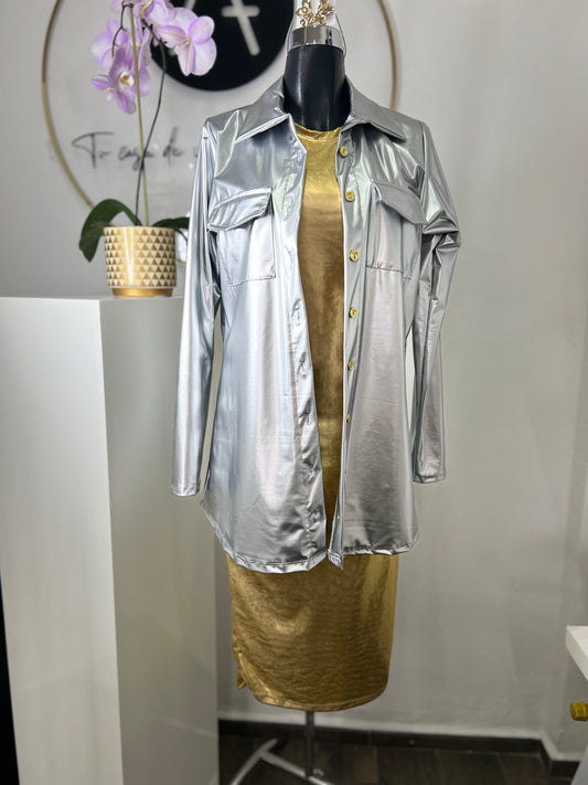 Camisa oversize plata