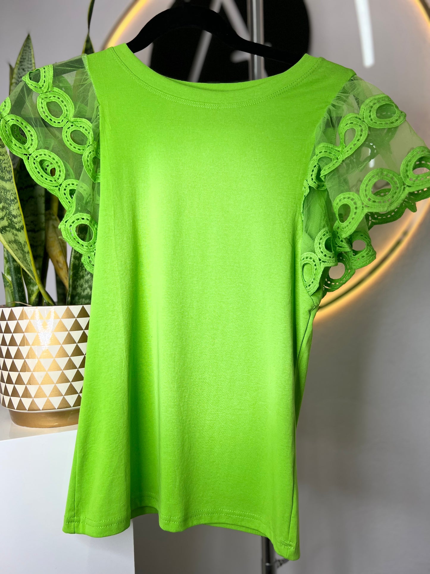 Blusa verde mangas transparentes