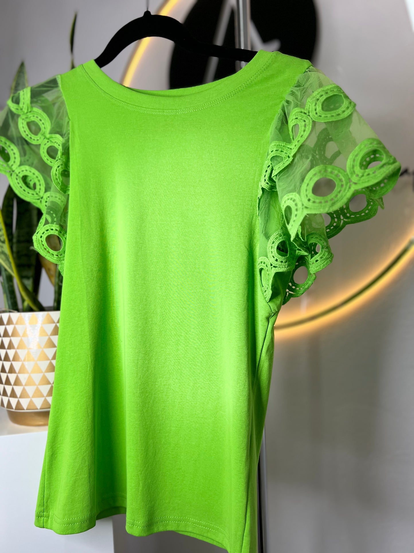 Blusa verde mangas transparentes