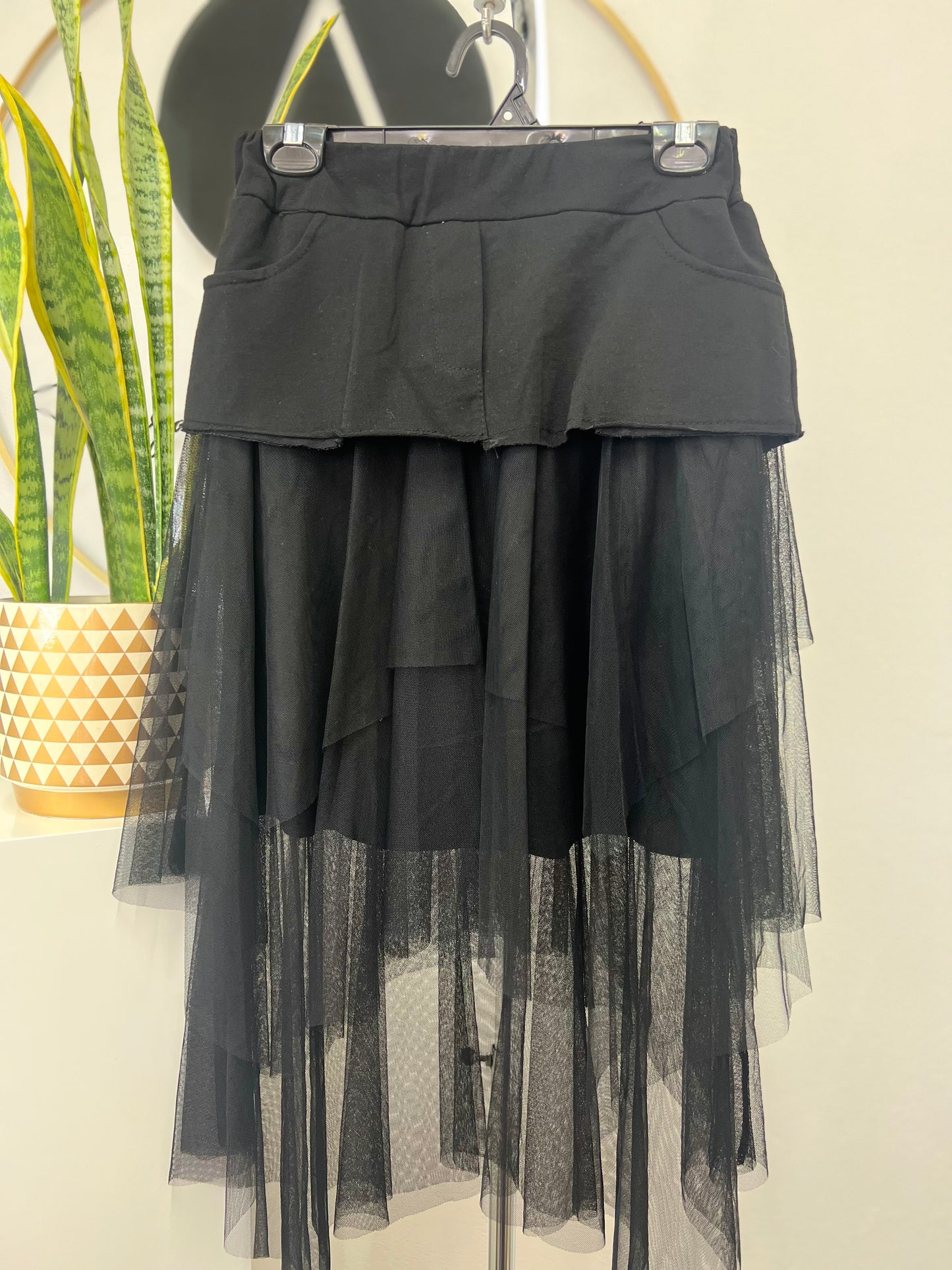 Falda tul y algodón negra